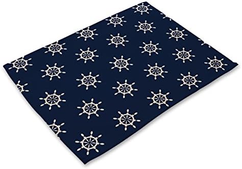 FDY MY Nautical Rudder Print Placemats for Kitchen Washable Table Mats Non-slip Heat Insulation Dining Table Mats for Teacups Table Runner