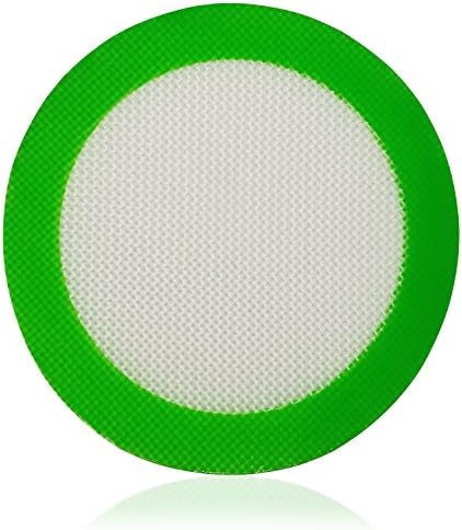 Silicone Dab Mat with Compact 5" Sizing - Premium Non-Stick Surface, Heat-Resistant and Durable Construction Perfect for Storing Utensils, Tools, Containers and Accessories (Green Accent)