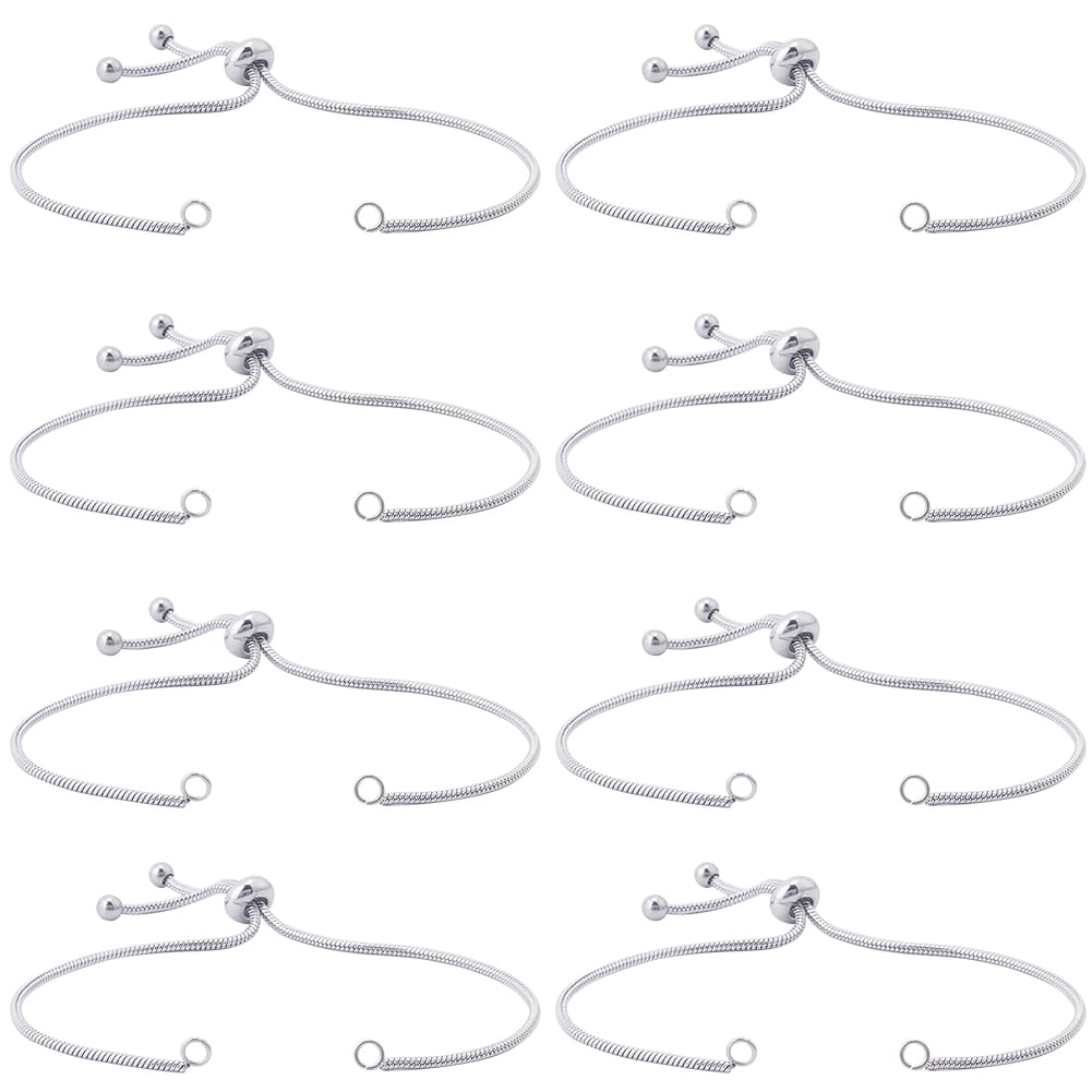 SUNNYCLUE 1 Box 8Pcs Adjustable Slider Bracelet 22cm 304 Stainless Steel Bracelet Slider Adjustable Bracelet Chain Slider Bracelets Slider Extender Chains for jewellery Making DIY Bracelets Supplies
