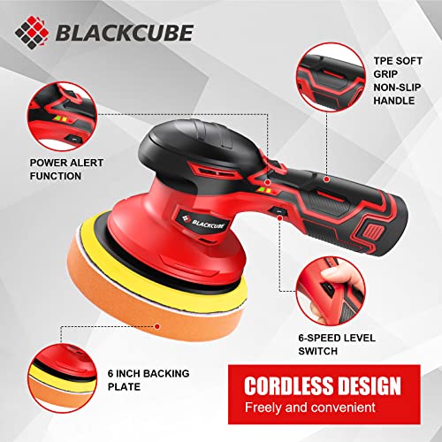 BLACKCUBE Cordless Car Buffer Polisher with 2 PCS 12V 2000mAh Lithium