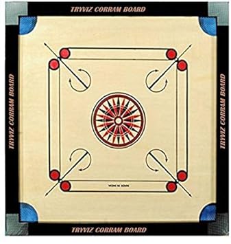 Tryviz Full Size Cut Pocket Carrom Board with Coins, Striker and Carrom Powder (Large, 32 Inches)