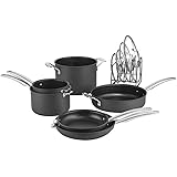 CUISINART N61-11 Nonstick Hard-Anodized Nesting Cookware Set, 11 Piece, Black