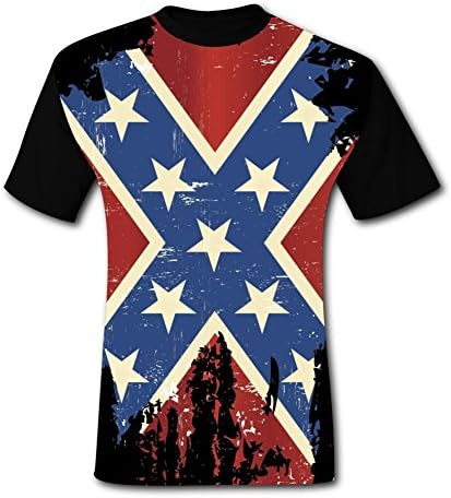 CLEVERBOY Men's Flag Tee Shirt Customized 3D Print Summer Cool Nice XL Black