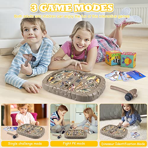 Biulotter Whack A Mole Game,Dinosaur Toys for Kids, PK Mode for Two