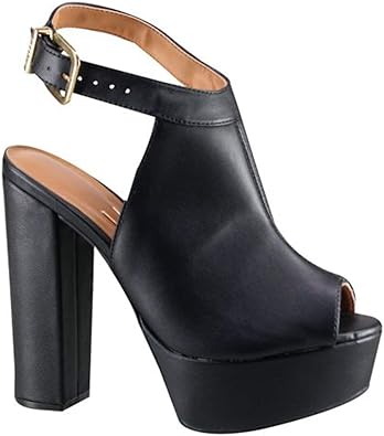 sandália vizzano salto alto grosso meia pata preta