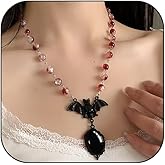 MSSIEJEW Gothic Bat Necklace for Women Halloween Crystal Bat Pendant Necklace Gothic Accessories Punk Party Halloween Jewelry