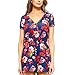 Fashionazzle Women's Elasticized Waistline Casual Romper Play-suit (Large, Navy)