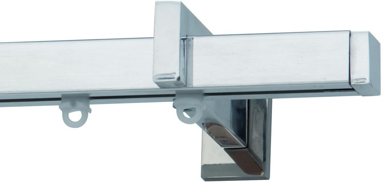 Curtain Track For Rope in Polished Aluminium or Satin Single Ceiling Mount Square L.160