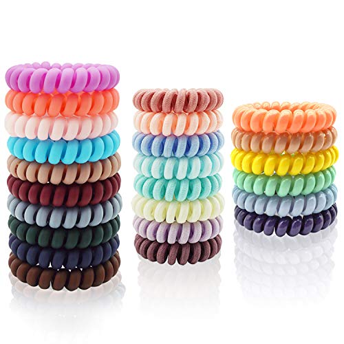 Spiral Hair Ties without Crease, 24 Pcs/Colors Colorful Coil Hair Ties