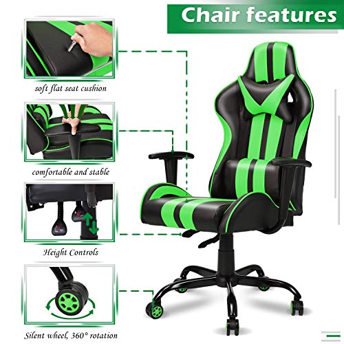 FERGHANA Video Gaming Chair, Massage Gaming Chair, E-Sports Game Chair with Height and Reliner Adjustment,Headrest and… - Image 3