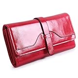 Women RFID Large Capacity Blocking Wallet Ladies Luxury Leather Clutch Purse-Red