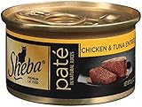 SHEBA Pate in Natural Juices Chicken and Tuna Entrée Canned Cat Food 3 Ounces (Pack of 24)