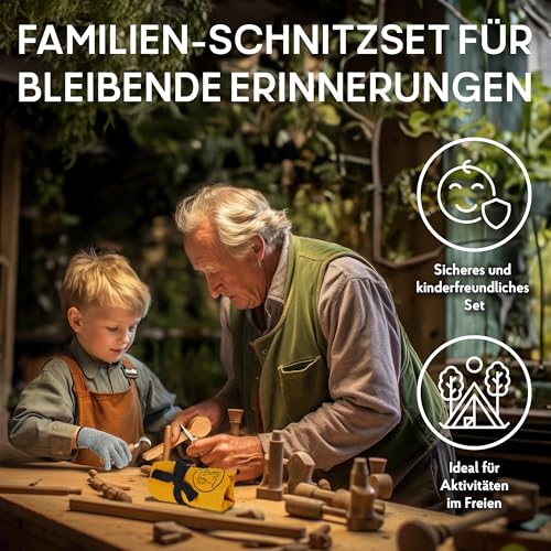 Eli Children's Carving Knife Set from 6 Years – High-Quality 5-Piece Children's Knife Carving Set Including Cut-resistant Gloves – Children's Carving Knife – Carving Tool – Pocket Knife