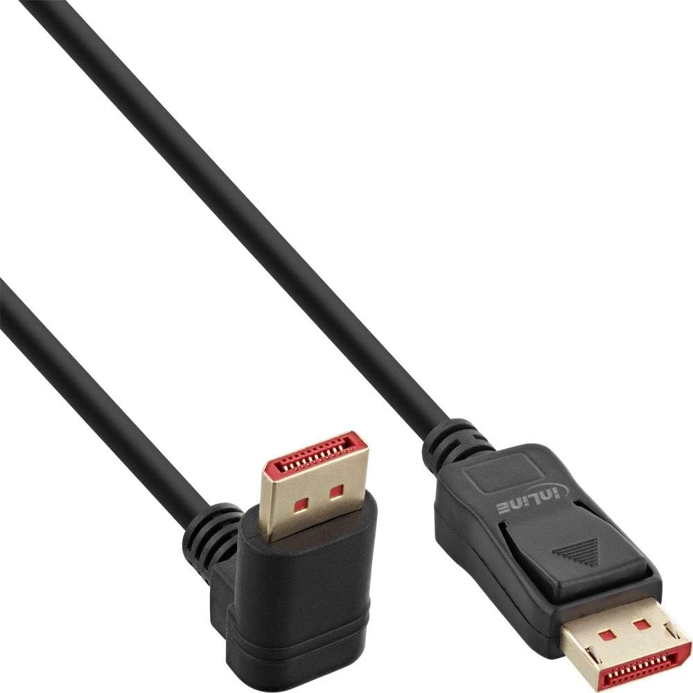 InLine ® 17152U DisplayPort 1.4 cable, 8K4K, downwards angled, black/gold, 2m, black gold, 2 m