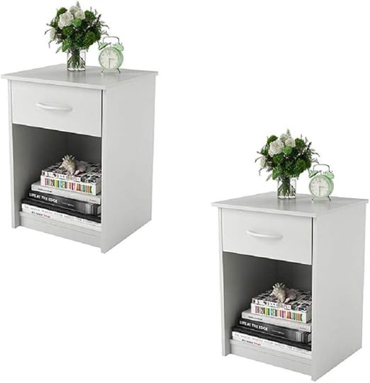 Amazon Com Set Of 2 Nightstand Mdf End Tables Pair Bedroom Table Furniture Multiple Colors Gray 2 Sets White Kitchen Dining