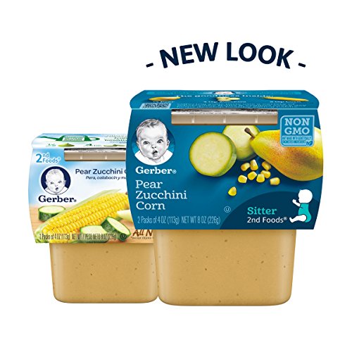 Gerber 2nd Foods Pear Zucchini Corn, 4 Ounce Tubs, 2 Count (Pack of 8)