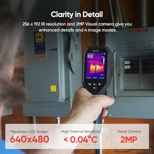 HIKMICRO B10S 640 × 480 SuperIR Resolution Thermal Camera with 2MP Visual Camera, 3.2" 256 × 192 IR Resolution LCD Screen Thermal Imaging Scanner for Home Inspection