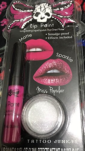 Tattoo Junkee Lip Paint + Lip Effects, Miss Popular, Dries Matte Or Add Sparkle