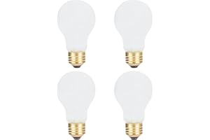 4 Pack 60 Watt A19 E26 Medium Base 130 Volt Incandescent Light Bulbs, Standard Household Bulbs for Ceiling Fan, Bedroom, Livi