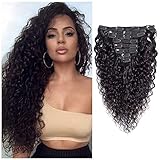 Apeasex Curly Hair Clip in Extensions Human Hair Brazilian Remy Curly Hair Clip ins Natural Black Color for African American Women 8Pcs/lot 120g/set (18 inch)