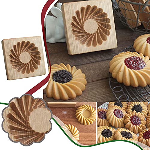 Cookie Cutter Carved Wooden Mould Press Cookie Mold, Wooden Biscuit