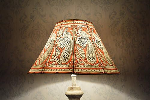Peacock pattern Floor Lamp shade Large | Handmade Leather Aber Red Colour Garden Lamp Shade in Octagonal Shape - HT-9.5 and WID-16 inches