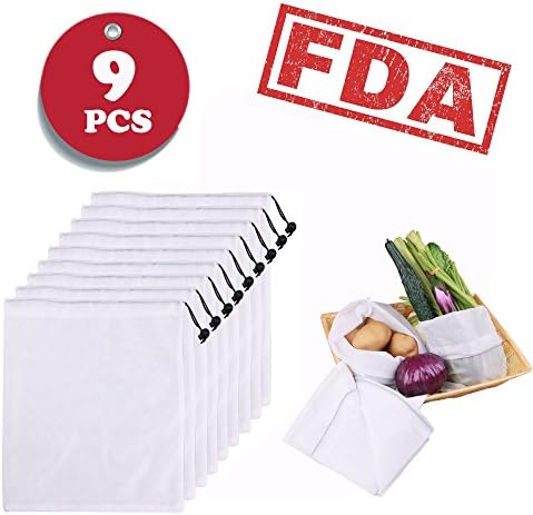 Reusable Produce bags Drawstring Washable Organic Cotton Muslin Bag - cotton Grocery Shopping &amp; Storage Freshness Eco-Friendly Transparent