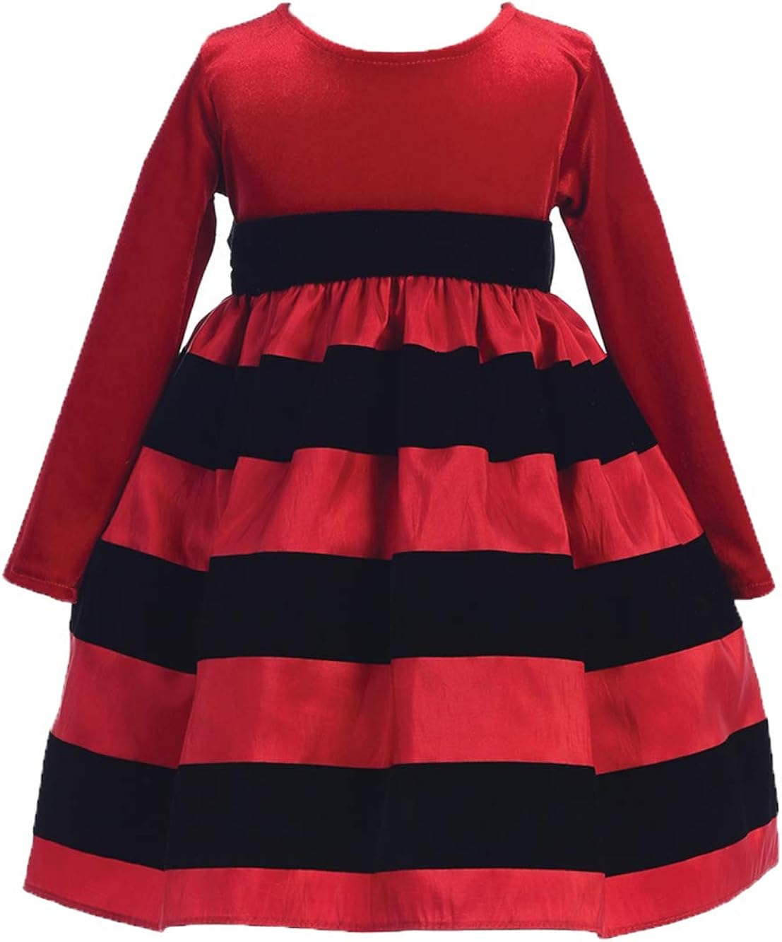 Girls Christmas/Holiday Long Sleeve Velvet Bodice with