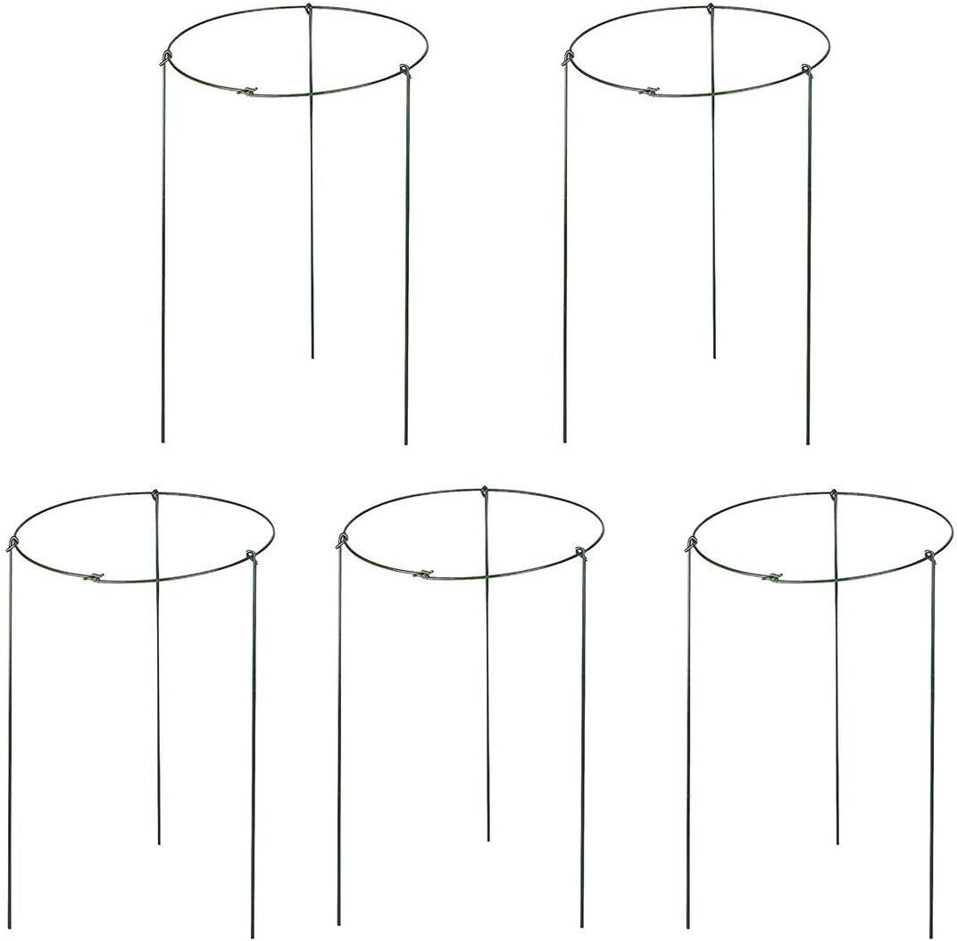 5 Pack Garden Plant Support Rings for Potted Plant, 9.8" Wide x 17" High, 3 Legs