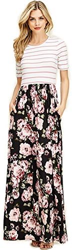 SHOPGLAMLA Short Sleeve Exotic Floral Print Stretch Heavy Rayon Maxi Dress Blooming Oasis - Black S