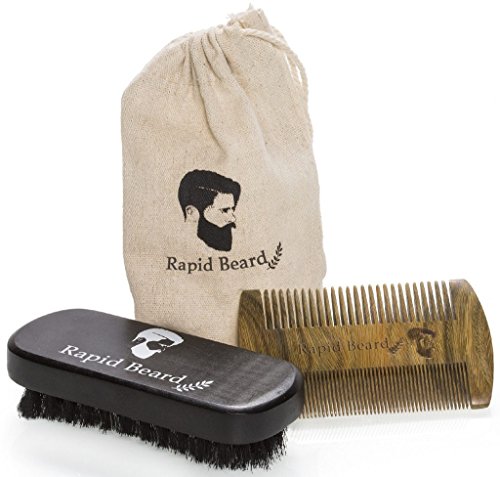 Beard Brush and Beard Comb kit for Men Grooming, Styling & Shaping - Handmade Wooden Comb and Natural Boar Bristle Beard Brush set for Men Beard & Mustache by Rapid Beard - Thumbnail 7
