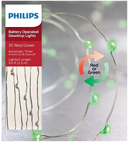 Philips 30 ct Dewdrop Battery-Operated Fairy String Lights Red / Green combination