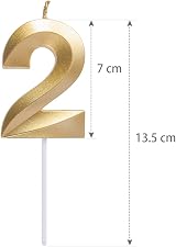 URAQT Birthday Candle 5D Gold Glitter 5.3in Cake Topper 2 Pieces view 2