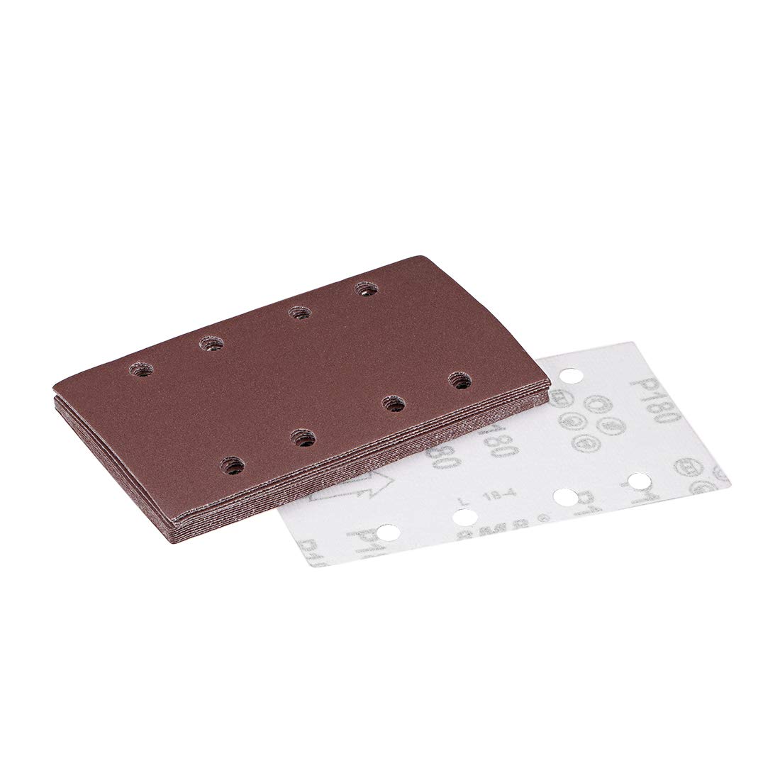 sourcing map 180 Grit 1/3 Sanding Sheet Sander Sandpaper Hook and Loop Pads 8 Hole 15pcs