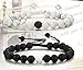Thunaraz 2 Pcs Distance Bracelets His and Hers Relationship Couple Bracelet (D:Lava+White Stone Braided Rope)
