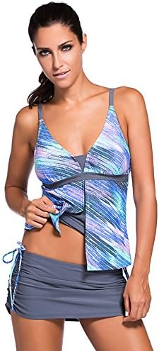 MsCutie Women's Printed Tankini Swimsuit Set Two Piece Bathing Suit Classic Swimwear