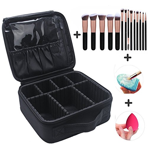 Makeup Bag, Makeup Case cosmetic bag makeup organizer bag Travel Makeup Bag Marble Makeup Train Case for Women Brush Storage Brush Holder with Adjustable Dividers 2 Layer(Marble)