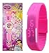 Pappi Boss Beautiful Girl - Kids Special Toys - Pack of 2 - Girl Projector Band Watch for Girls + Jelly Slim Pink Digital Led Band Wrist Watch for Girls, Kids, Children