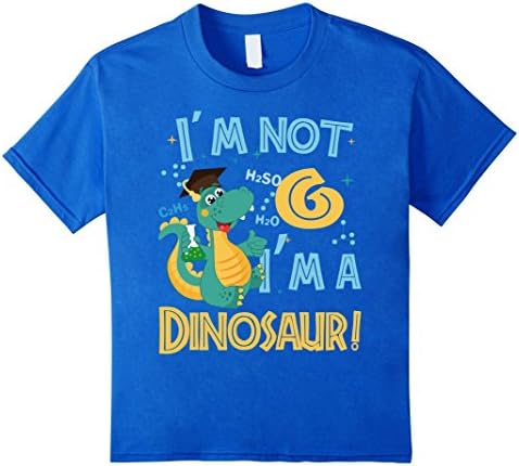 Kids Kids 6 Years Old Birthday Gift Chemical Dinosaur Shirt 8 Royal Blue