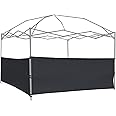 Two Half Walls 2pcs Half Sidewall Sunwall Panel Wall for Pop Up Canopy Gazebo Tent Shelter 10'x10', 10'x15', 10'x20' Vertical Leg, 2 Black Half Walls Only