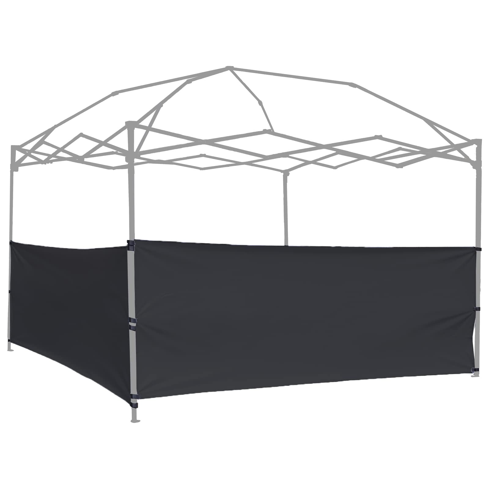 Two Half Walls 2pcs Half Sidewall Sunwall Panel Wall for Pop Up Canopy Gazebo Tent Shelter 10'x10', 10'x15', 10'x20' Vertical Leg, 2 Half Black Walls Only