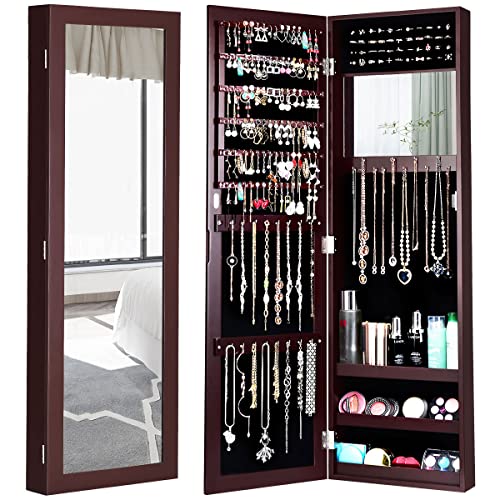 Giantex Jewelry Armoire Wall Door Mounted with Full Length