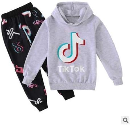 Girls TIK Tok Long Sleeve Tracksuit Sports Hooded Sweatshirt Hoodies Pants Sets