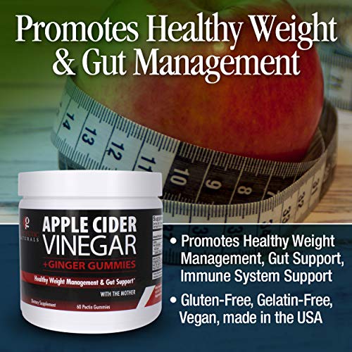 Genceutic Naturals – Apple Cider Vinegar with Ginger Gummies Healthy Weight Management, with The Mother, Dietary Supplement, Supports Healthy Gut, Digestion, Detox, Cleanse, Pectin Gummies