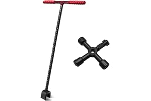 Pftjujudan 16 Inch Water Meter Key Wrench,Water Shut Off Tool,Enforced Steel T-Handle,4-Way Multi-Functional Utility Key,Shutoff Valve Tool(16 Inch)