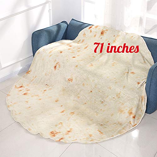 Hayousui Burrito Tortilla Blanket,Tortilla Throw Blankets Giant Burritos Wrap Blanket, Comfort Round Food Blanket for Kids and Adults (60 inches)