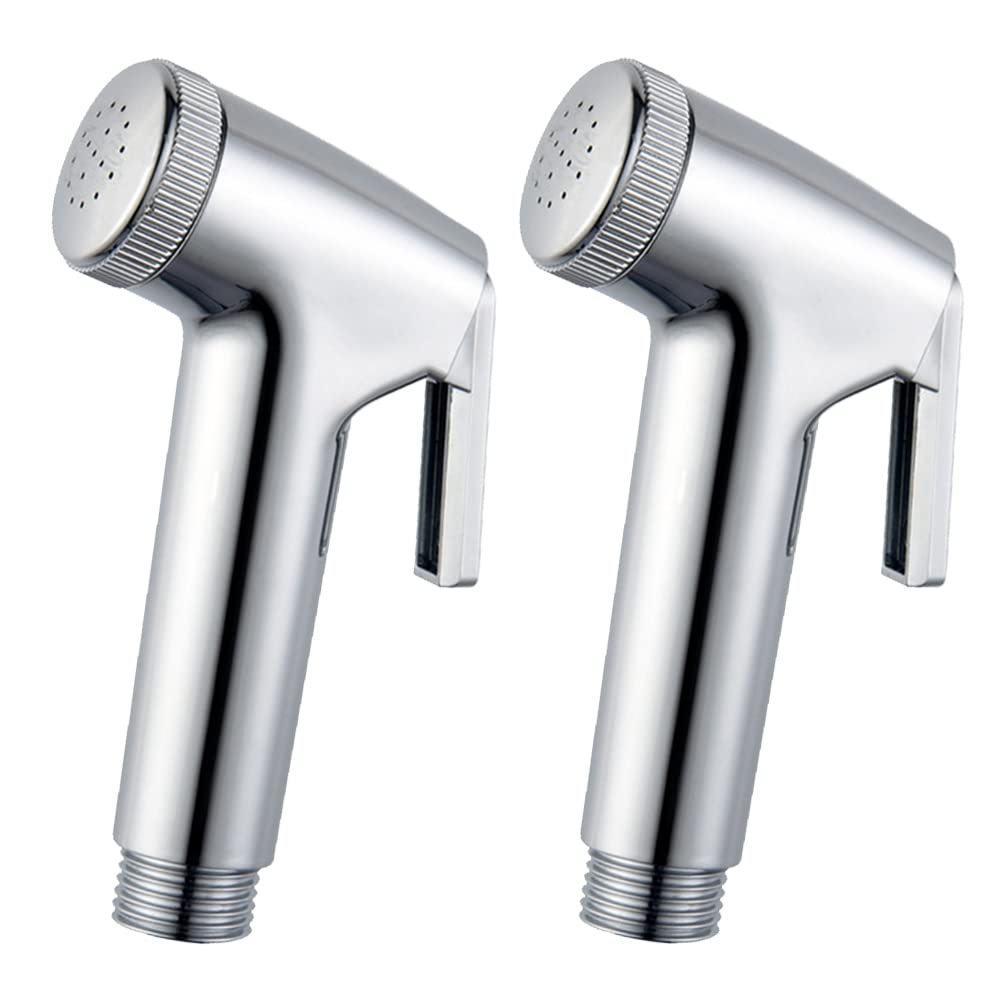 2 Pcs Hand Held Bidet Sprayer Shower Wall Mounted Silver for Personal Hygiene Shower Bathroom WC