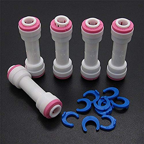 Lemoy 1/4" Tube Push Fit Straight Quick Connect Check Valve for RO Water Reverse Osmosis System (Pack of 5) (5 pack)