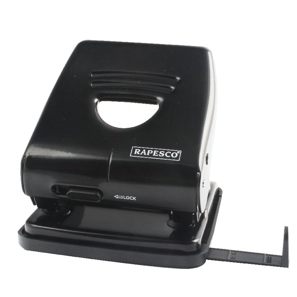 Rapesco PF88A0B1 Retro Heavy Duty 2-Hole Punch, 35 Sheet Capacity, Black