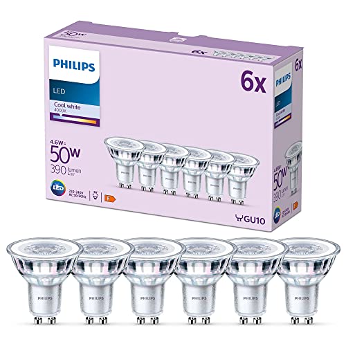 , pack de 6 ampoules LED GU10, 50W, blanc froid non dimmable